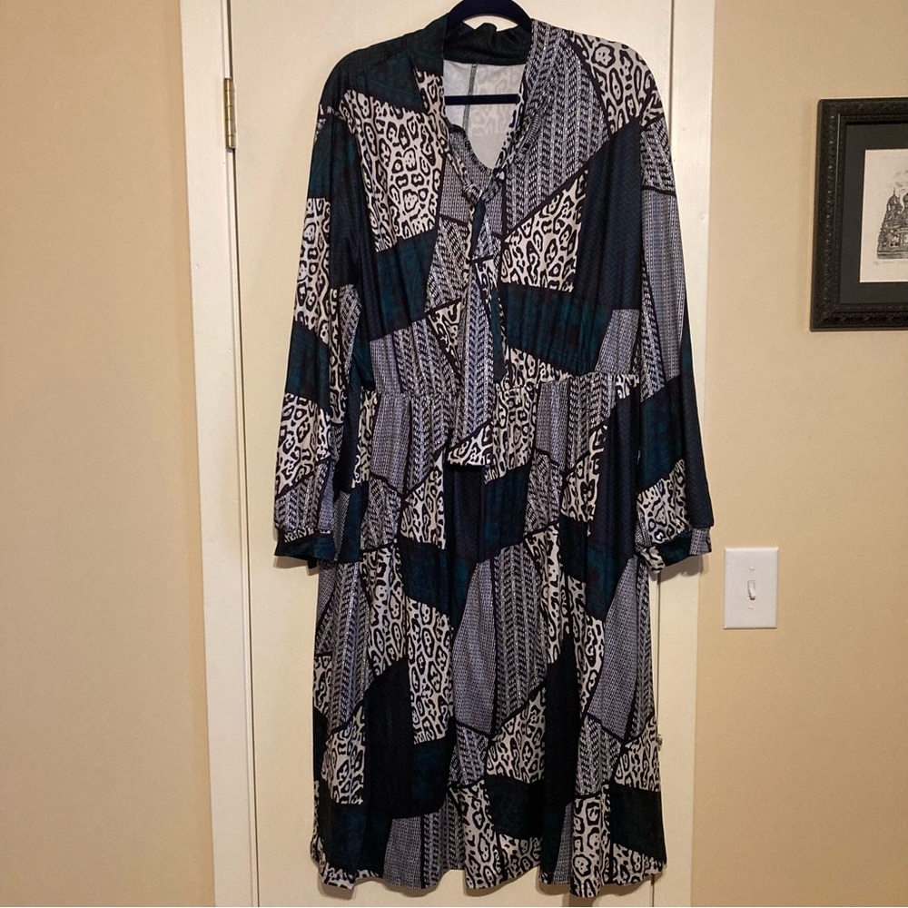 SHEIN lune plus chevron and leopard print dress